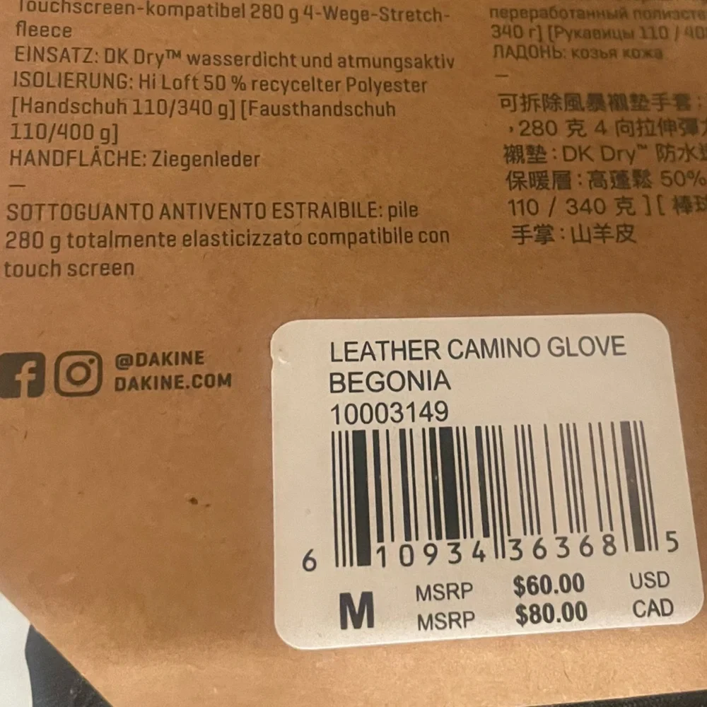 Dakine Women's Winter Leather Camino Begonia Gloves